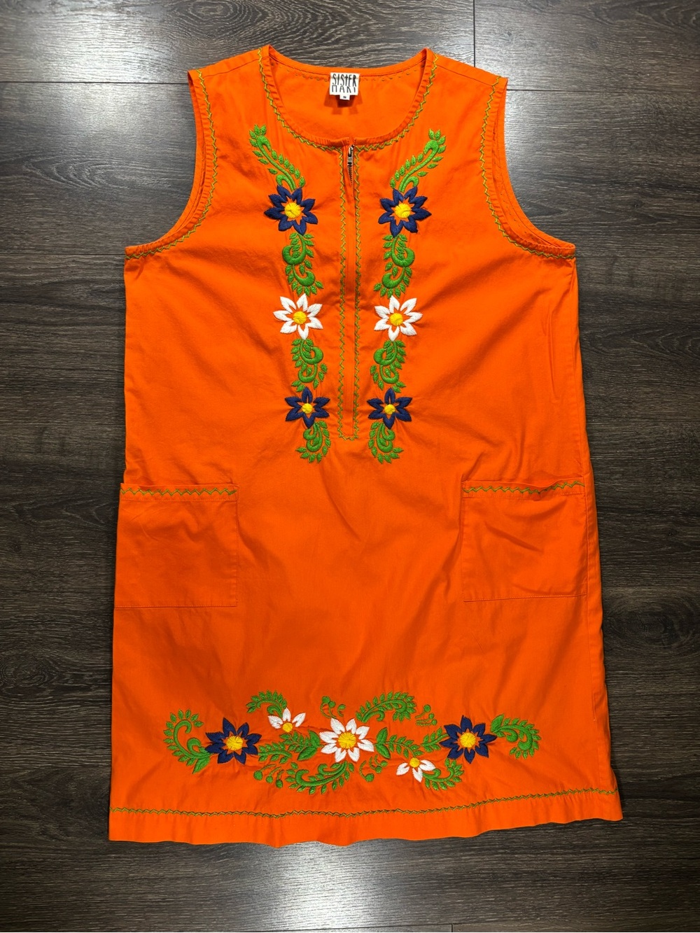 Sister Mary Beautiful Bright Orange Embroidered Dress